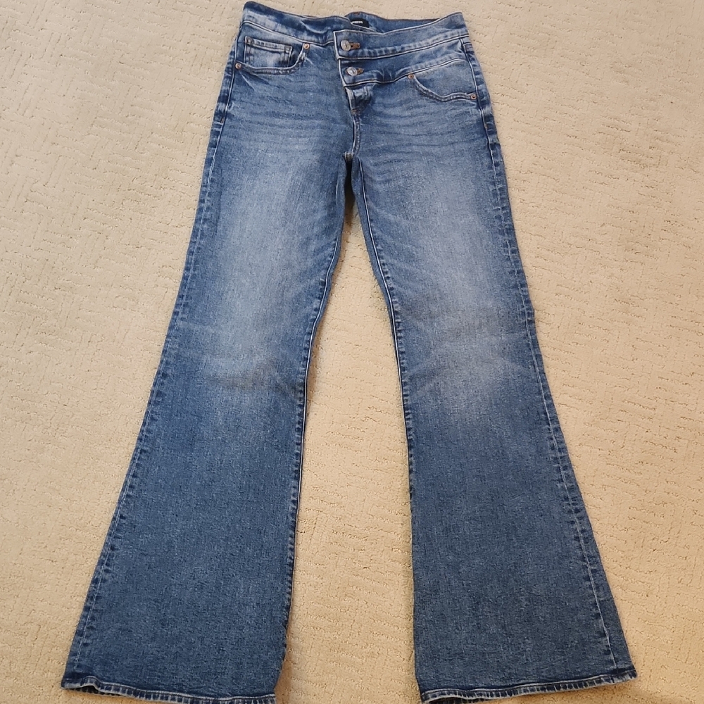 Express Blue Flare Wide Leg Jeans